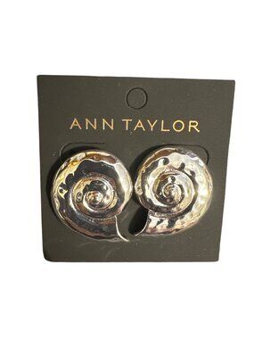 Ann Taylor Hammered Spiral Shell Stud Earrings Gold-Tone Metal